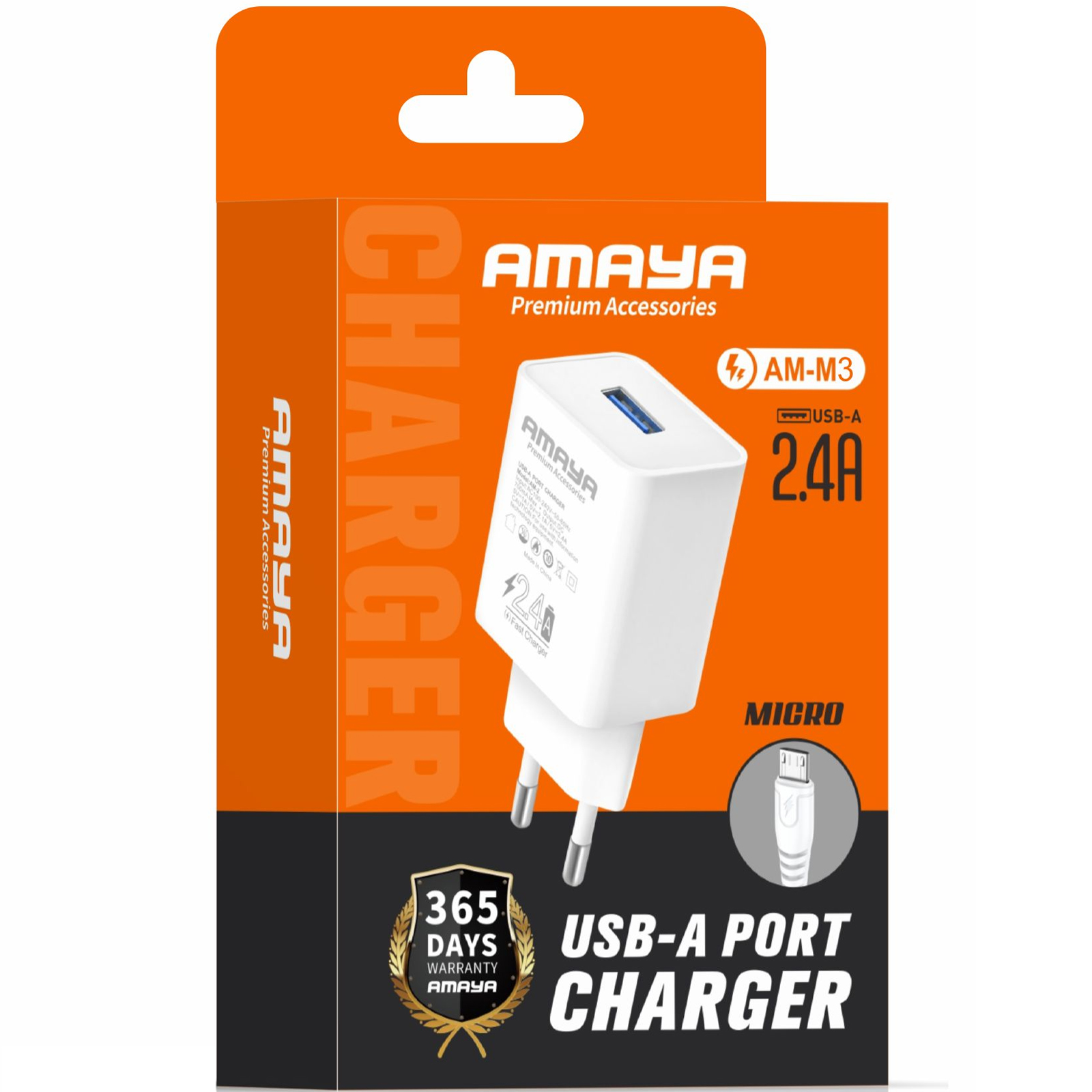 СЗУ Amaya C3 2.4A (1USB-A) + кабель USB to Type-C, White 1, купить оптом с доставкой