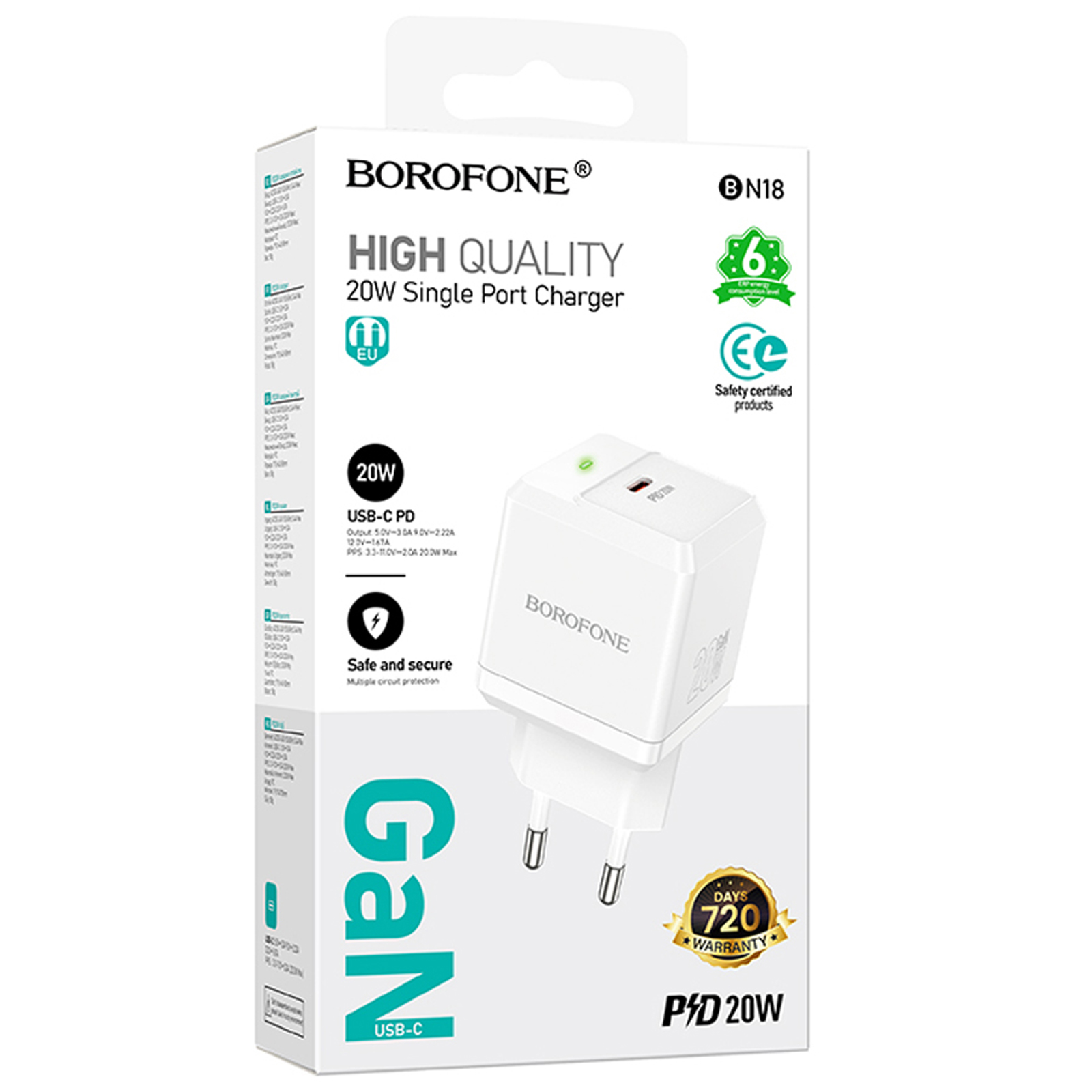 Уцінка МЗП Borofone BN18 Intenso PD20W (1USB-C), Пошкоджена упаковка / White 1, купити оптом з доставкою