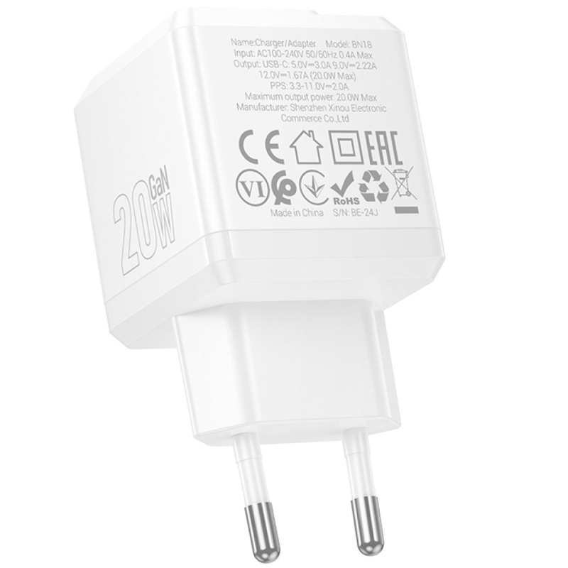 Уцінка МЗП Borofone BN18 Intenso PD20W (1USB-C), Пошкоджена упаковка / White 2, купити оптом з доставкою