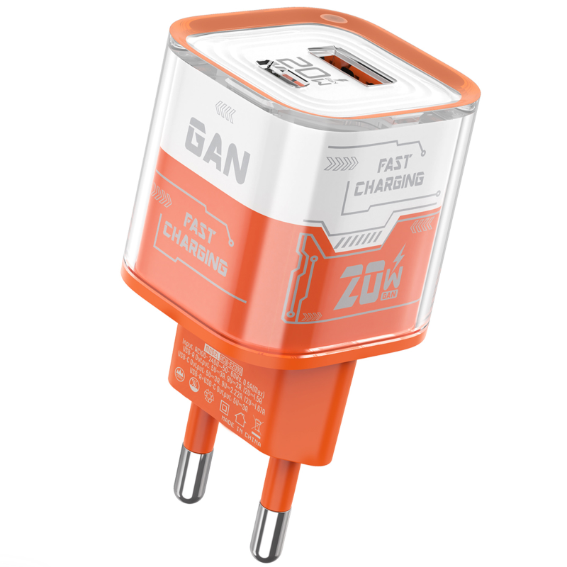 Уцінка МЗП Amaya E200D PD20W+QC3.0 (1USB-A/1C), Пошкоджена упаковка / Orange, купити оптом з доставкою