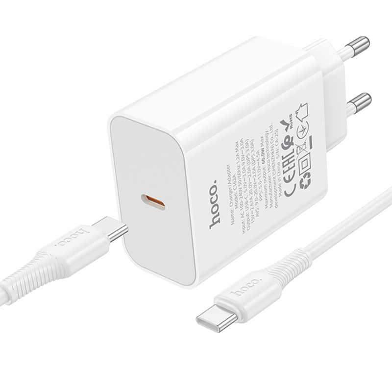 Уценка СЗУ Hoco C162A Source PD40W (1USB-C) + кабель Type-C to Type-C, Поврежденная упаковка / White 4, купить оптом с доставкой