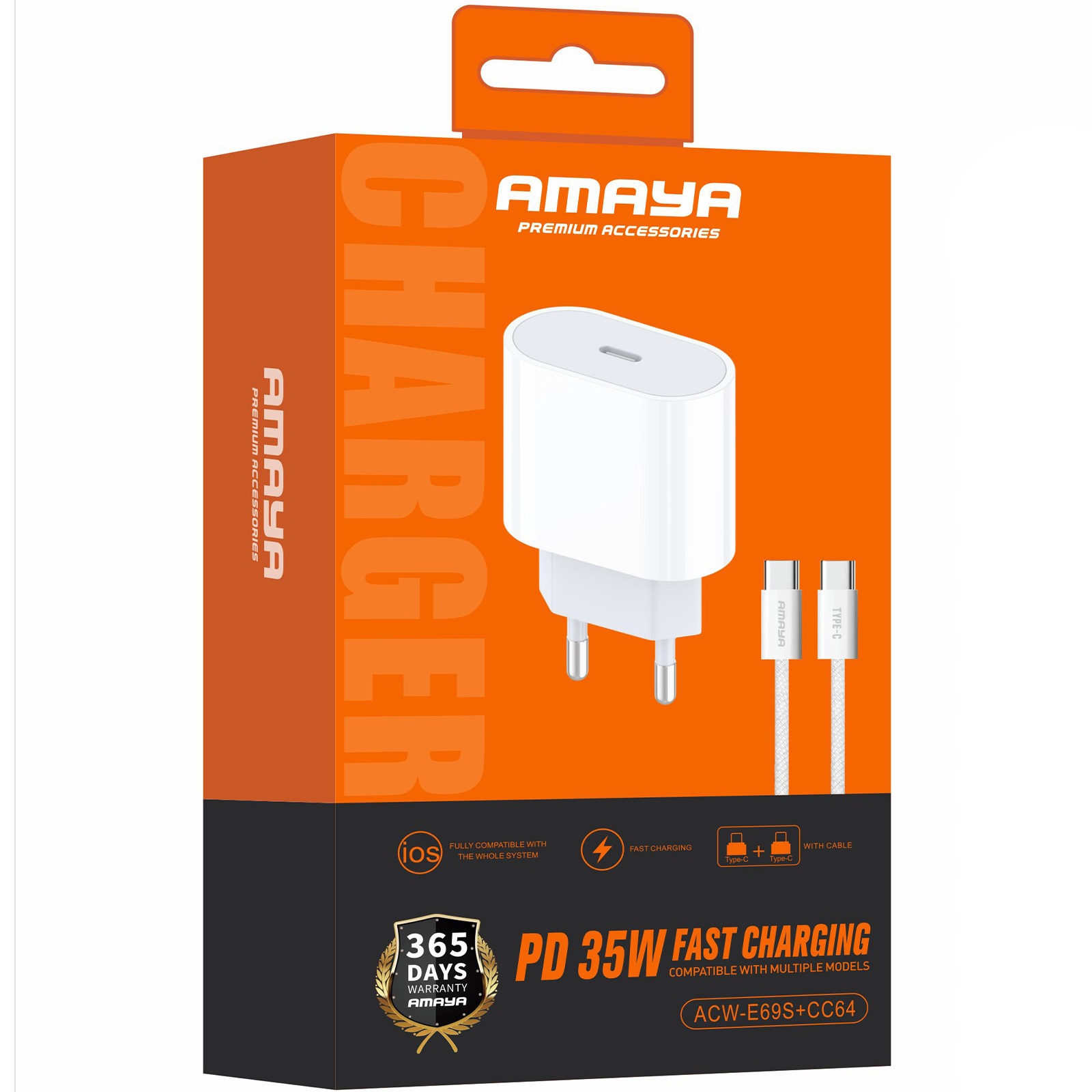 Уцінка МЗП Amaya E69S PD35W (1USB-C) + кабель Type-C to Type-C, М'ята упаковка / White 1, купити оптом з доставкою