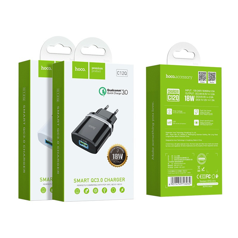 СЗУ Hoco C12Q Smart QC3.0 3A (1USB-A) 1, купить оптом с доставкой