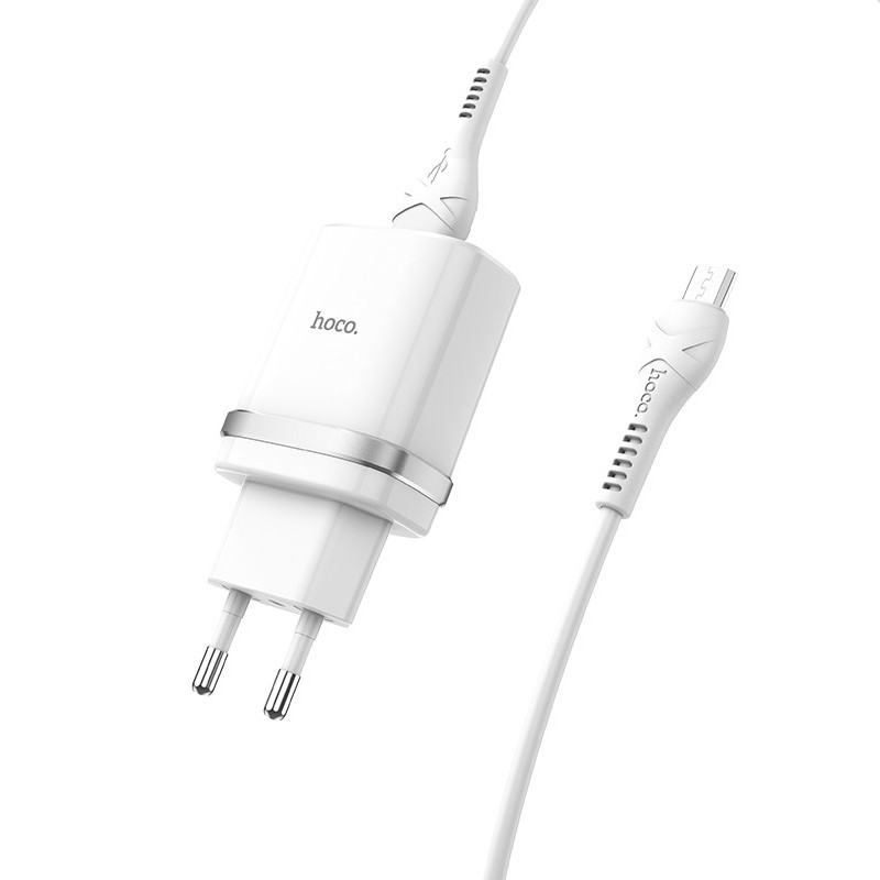 СЗУ Hoco C12Q Smart QC3.0 3A (1USB-A) + кабель USB to MicroUSB на картинке №1