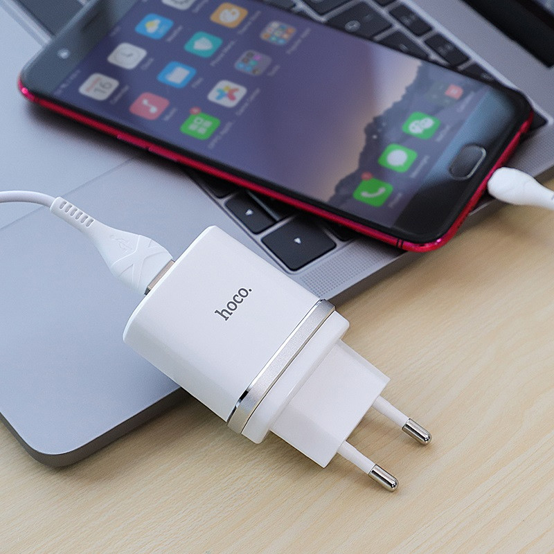 СЗУ Hoco C12Q Smart QC3.0 3A (1USB-A) + кабель USB to MicroUSB на картинке №5
