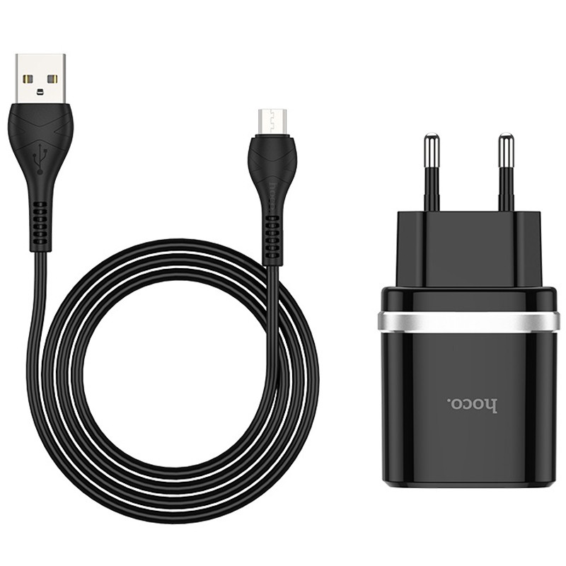 СЗУ Hoco C12Q Smart QC3.0 3A (1USB-A) + кабель USB to MicroUSB на картинке №2