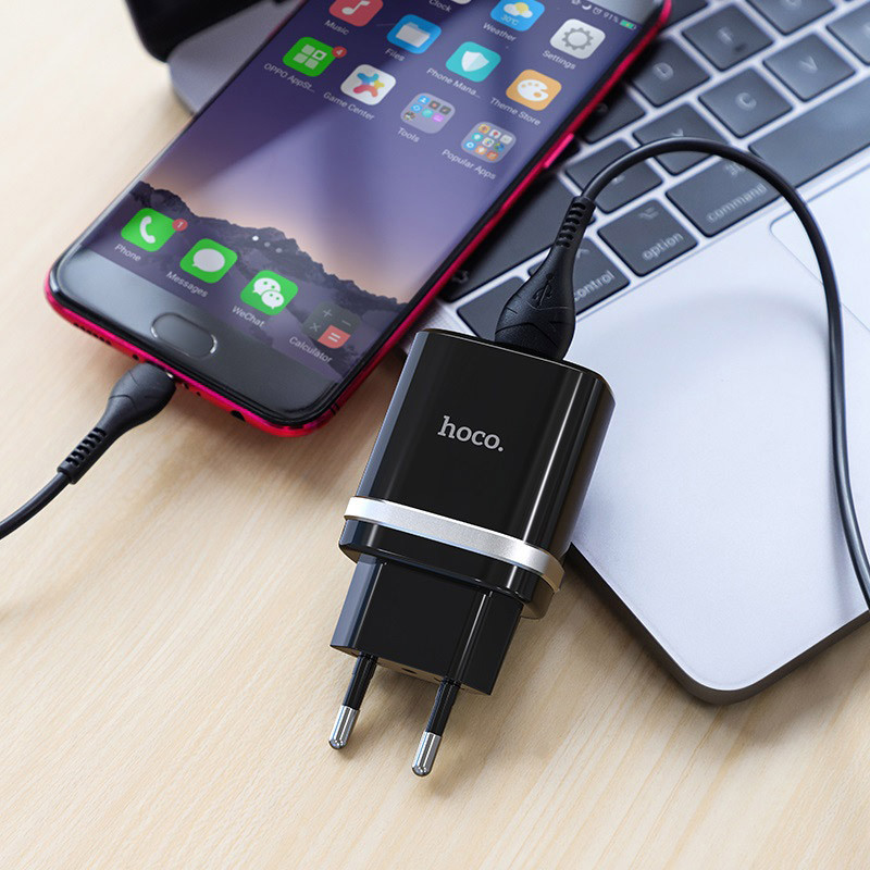 СЗУ Hoco C12Q Smart QC3.0 3A (1USB-A) + кабель USB to MicroUSB на картинке №4