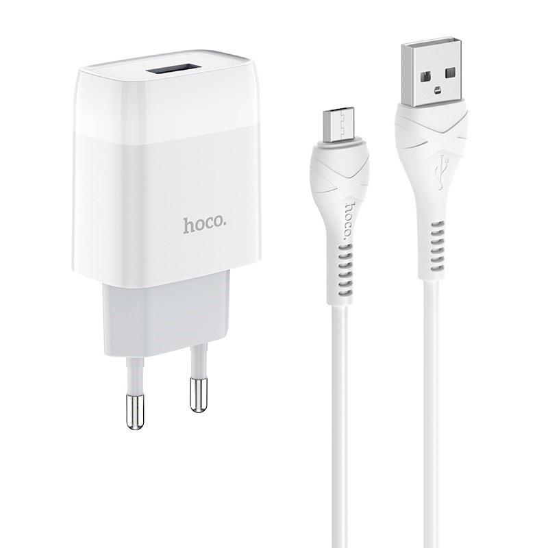 МЗП Hoco C72A Glorious 2.1A (1USB-A) + кабель USB to MicroUSB на малюнкі №1