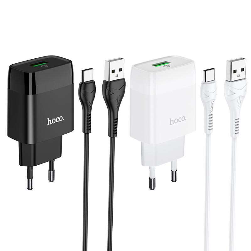 МЗП Hoco C72Q Glorious QC3.0 18W (1USB-A) + кабель USB to Type-C, купити оптом з доставкою