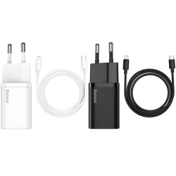СЗУ Baseus Super Si Quick Charger 20W (1USB-C) + кабель Type-C to Lightning (TZCCSUP-B)