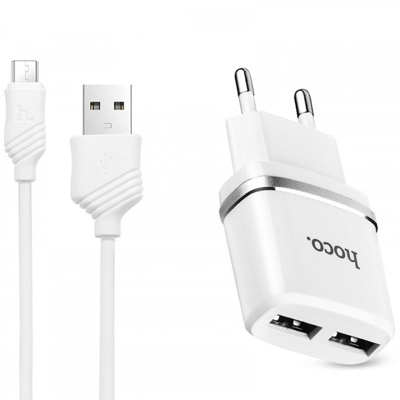 МЗП Hoco C12 Charger + Cable (Micro) 2.4A 2USB дивитися фото №1