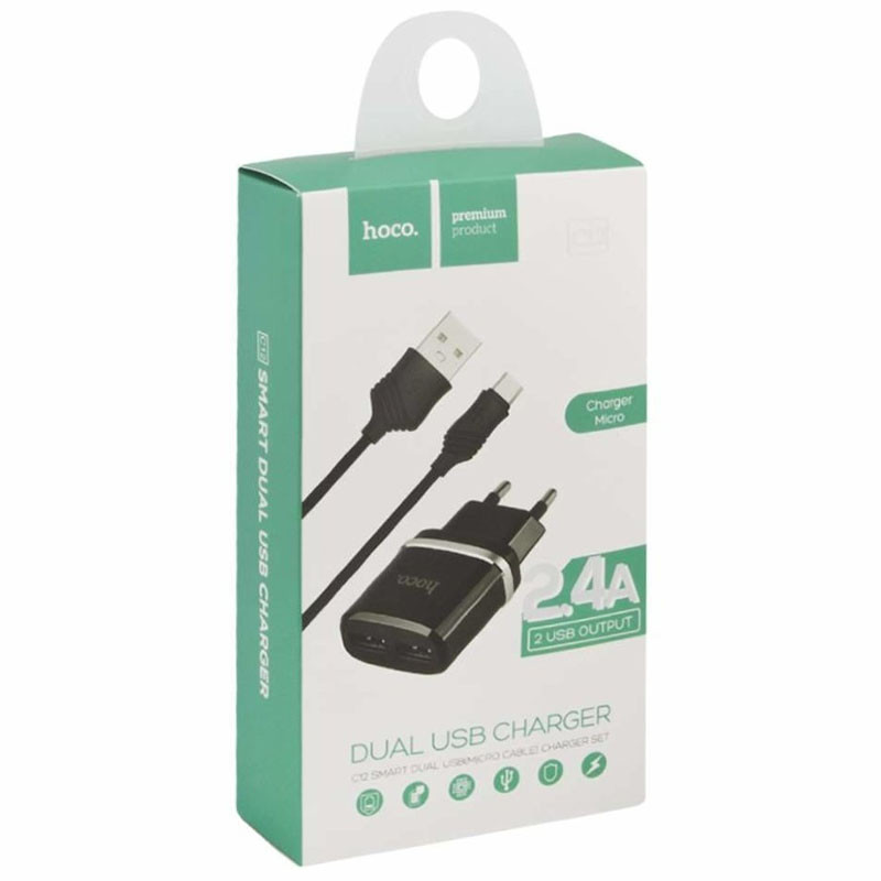 МЗП Hoco C12 Charger + Cable (Micro) 2.4A 2USB дивитися фото №2