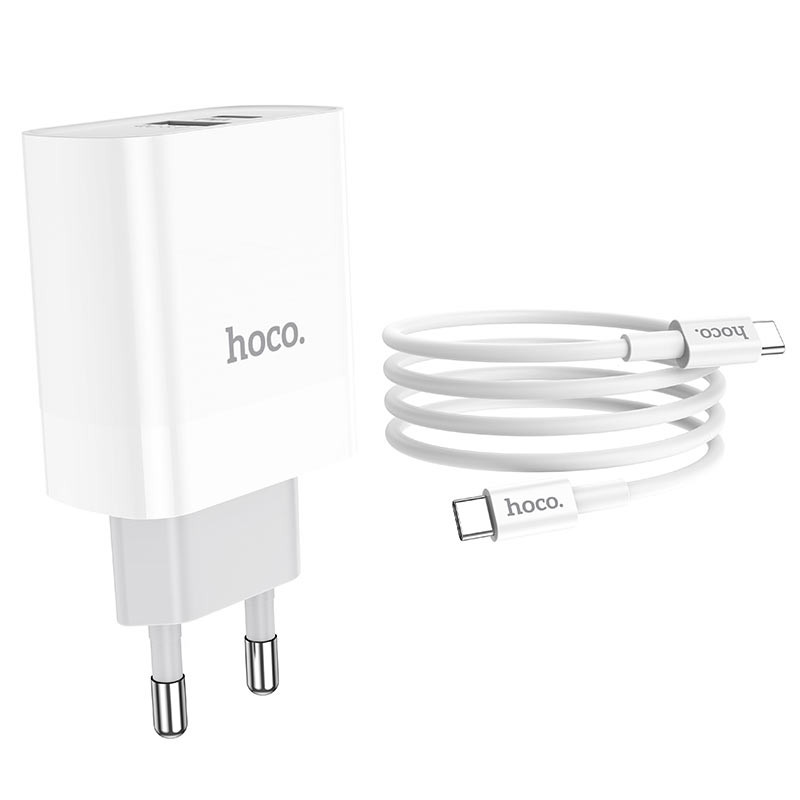 СЗУ Hoco C80A Rapido PD20W+QC3.0 (1USB-A/1C) + кабель Type-C to Type-C, Белый 3, купить оптом с доставкой