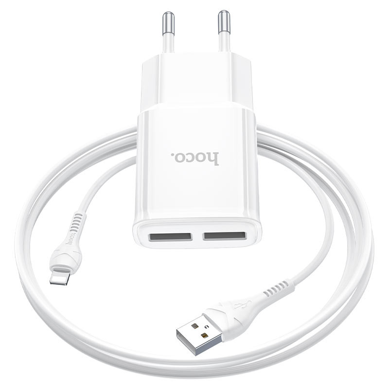МЗП HOCO C88A (2USB/2.4A) + Lightning Зображення №3 МЗП HOCO C88A (2USB/2.4A) + Lightning дивитися фото №3
