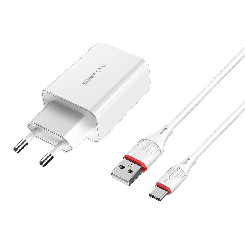 МЗП Borofone BA21A Long journey QC3.0 3A (1USB-A) + кабель USB to Type-C на малюнкі №3