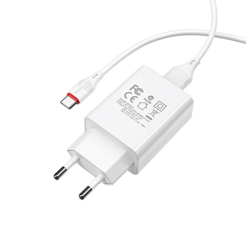 МЗП Borofone BA21A Long journey QC3.0 3A (1USB-A) + кабель USB to Type-C на малюнкі №7