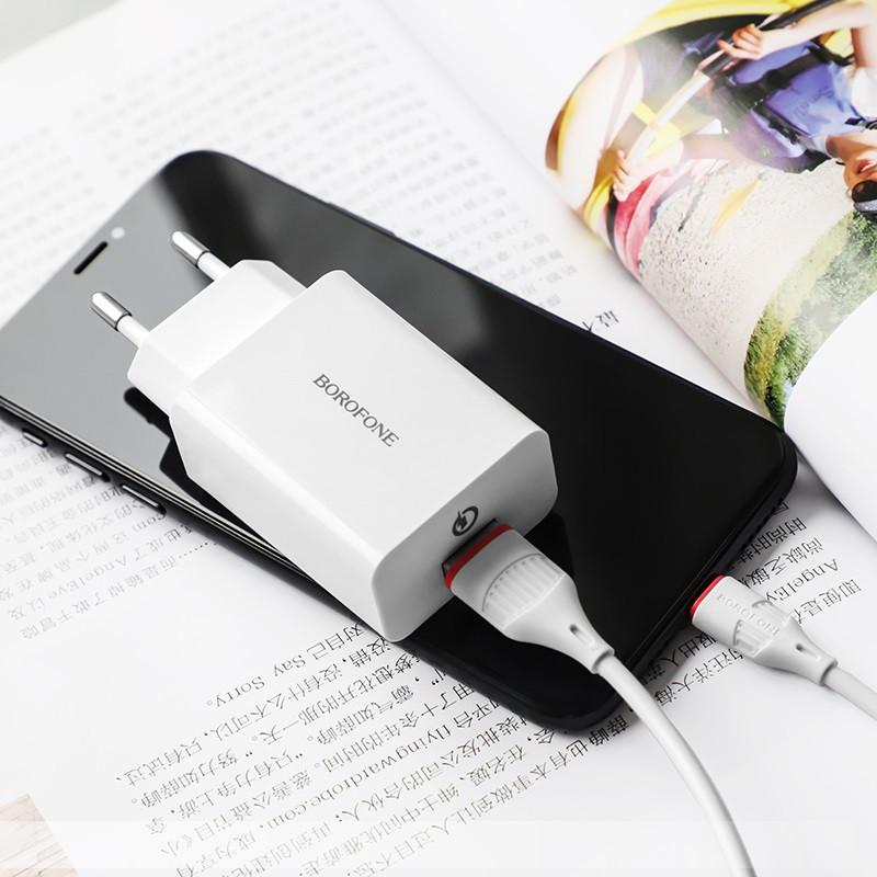 МЗП Borofone BA21A Long journey QC3.0 3A (1USB-A) + кабель USB to MicroUSB на малюнкі №5