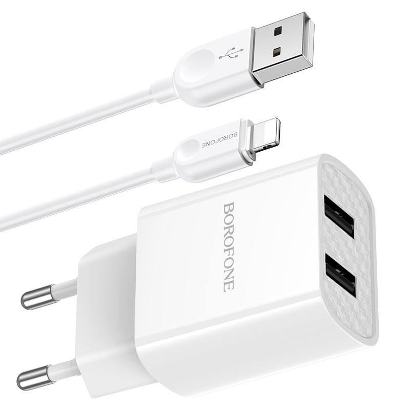 МЗП Borofone BA53A Powerway (2USB/2.1A) + Lightning Зображення №2 МЗП Borofone BA53A Powerway (2USB/2.1A) + Lightning дивитися фото №2