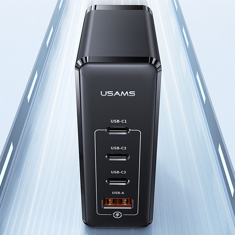 МЗП Usams US-CC163 T50 100W 4 Ports GaN Fast Charger (1USB-A/3C) на малюнкі №3