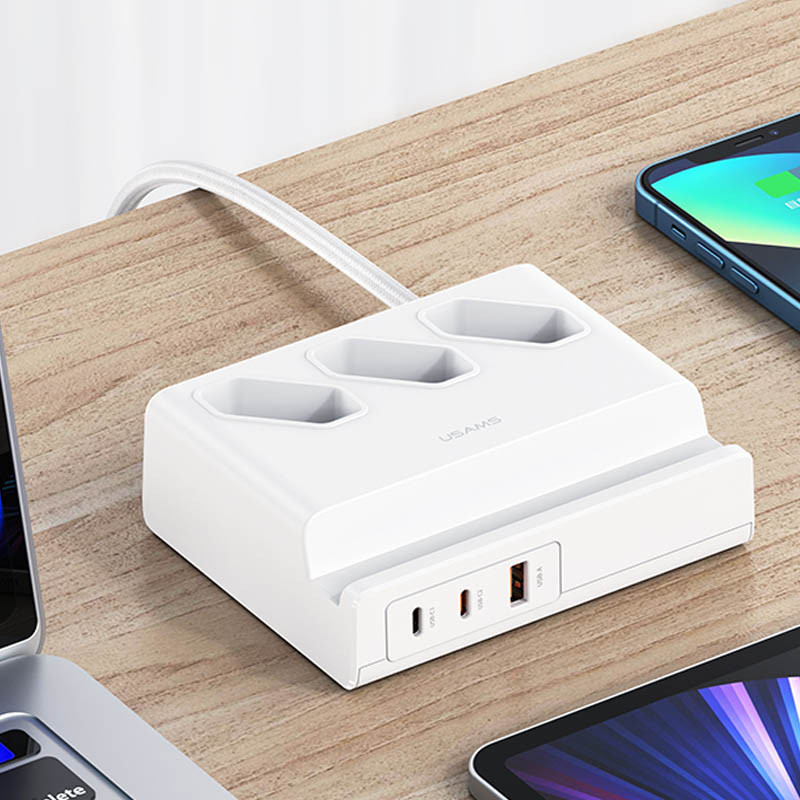 МЗП Usams US-CC160 P1 65W Super Si Fast Charging USB Extension Socket дивитися фото №2