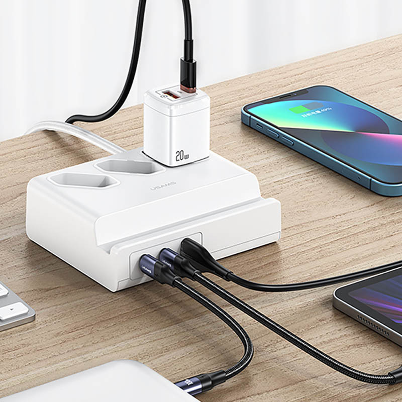 МЗП Usams US-CC160 P1 65W Super Si Fast Charging USB Extension Socket дивитися фото №3