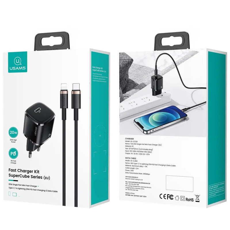 МЗП Usams US-XFK T36 20W 1C Charger + US-SJ484 U63 20W PD дивитися фото №4