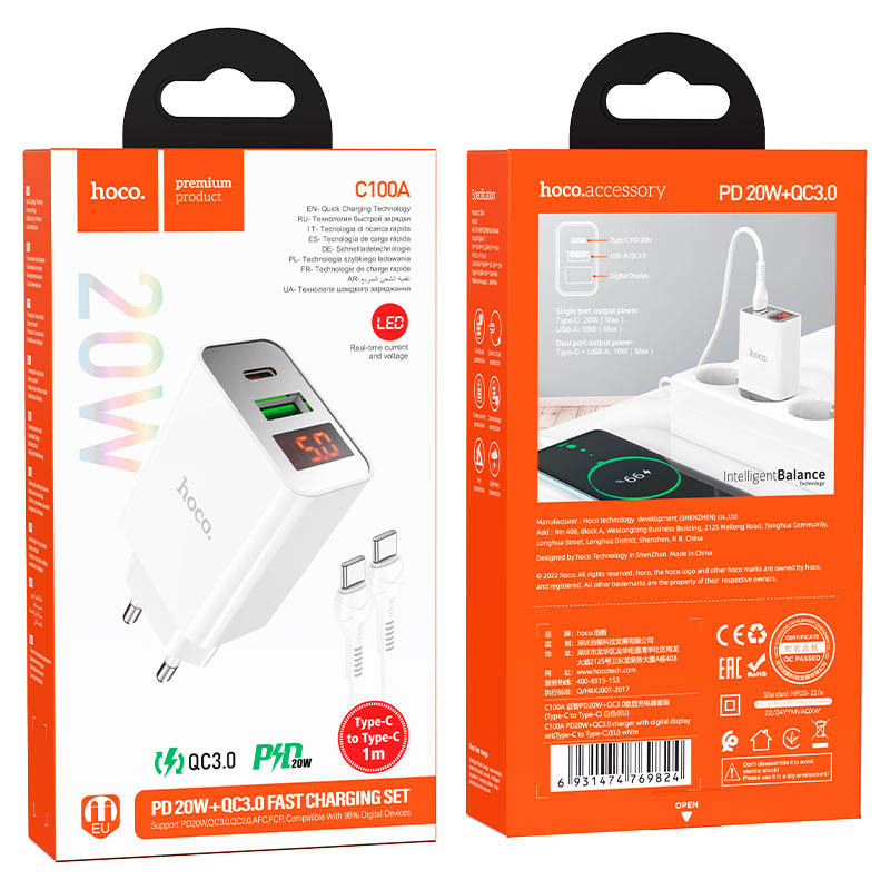 МЗП HOCO C100A PD20W+QC3.0 + Type-C to Type-C дивитися фото №6