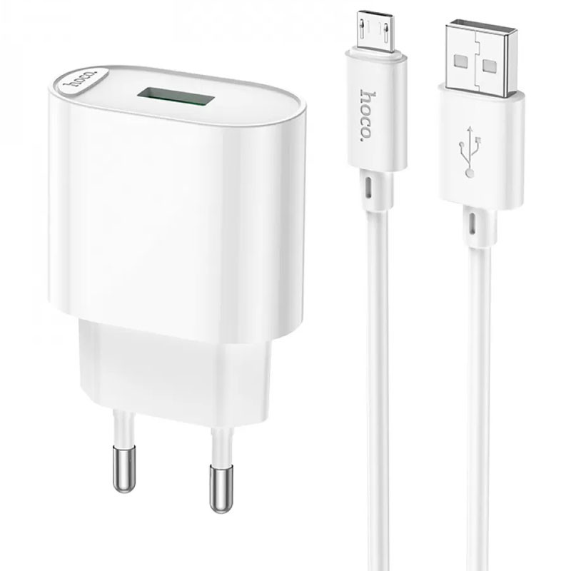 МЗП Hoco C109A Fighter QC3.0 18W (1USB-A) + кабель USB to MicroUSB, купити оптом з доставкою
