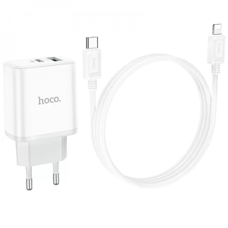 МЗП Hoco C105A Stage PD20W+QC3.0 (1USB-A/1C) + кабель Type-C to Lightning на малюнкі №5