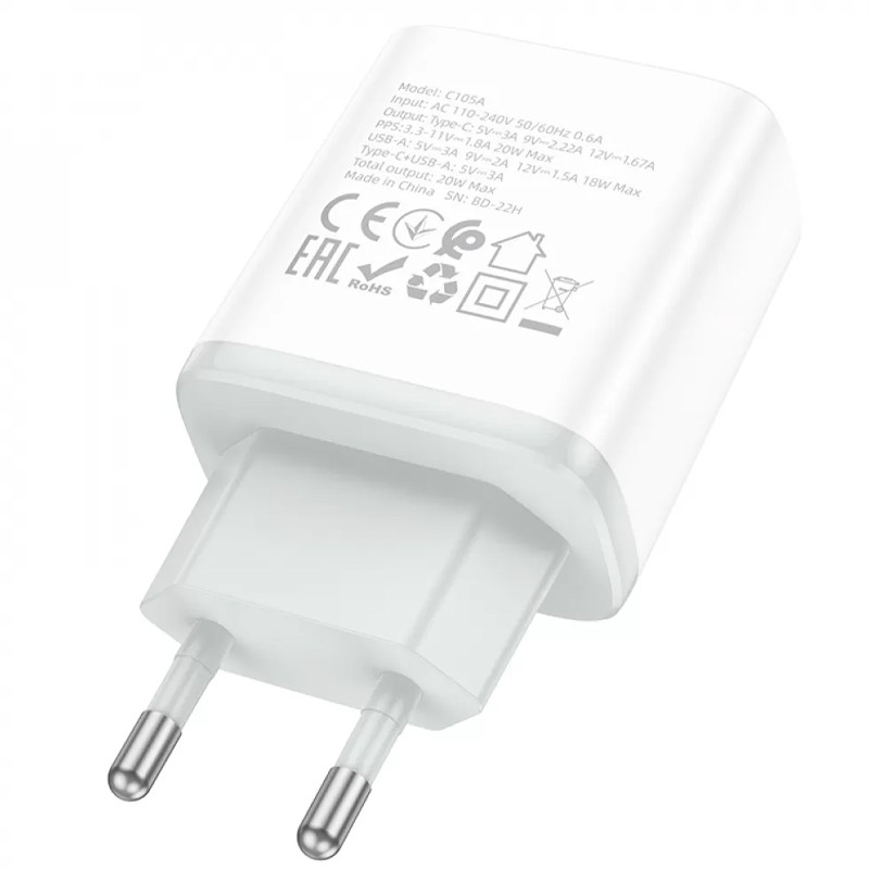 МЗП Hoco C105A Stage PD20W+QC3.0 (1USB-A/1C) на малюнкі №5