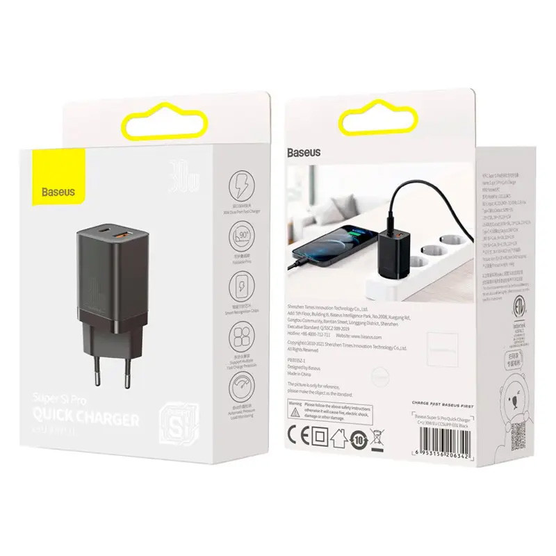 МЗП Baseus Super Si Pro Quick Charger 30W (1USB-A/1C) (CCSUPP-E) на малюнкі №6