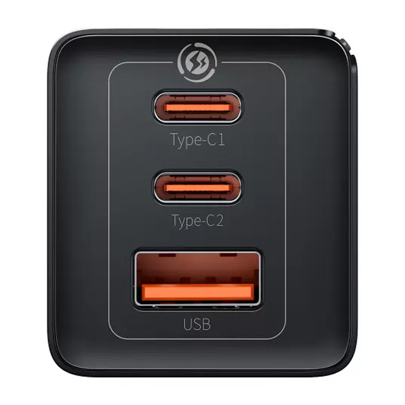 МЗП Baseus GaN5 Pro PD65W+QC3.0 (1USB-A/2C)  + кабель Type-C to Type-C (CCGP12020) на малюнкі №3