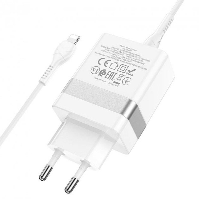 МЗП Hoco N21 Topspeed PD30W+QC3.0 (1USB/1Type-C/3A) + Type-C to Lightning дивитися фото №3