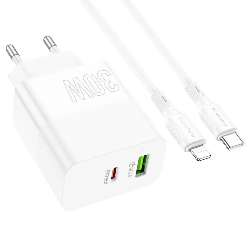 МЗП Borofone BA75A PD30W+QC3.0 + Type-C + Lightning Зображення №3 МЗП Borofone BA75A PD30W+QC3.0 + Type-C + Lightning дивитися фото №3