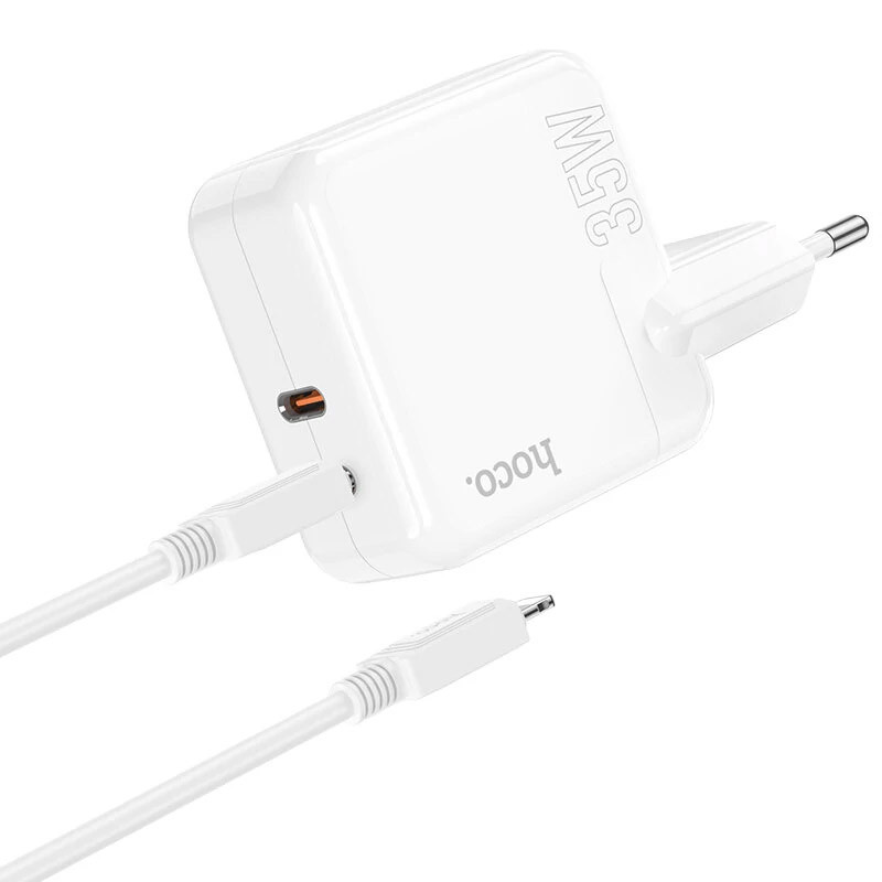 МЗП Hoco C110A PD 35W+QC3.0 (2 Type-C) + Type-C to Lightning дивитися фото №4