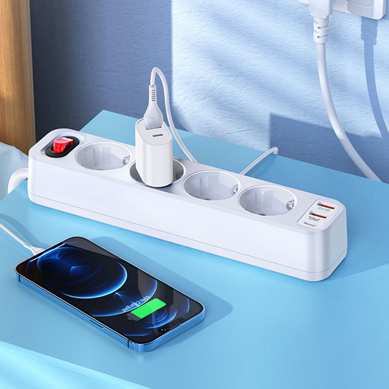 Подовжувач Hoco NS1 Aura PD20W (2USB/1Type-C/4xSocket) Зображення №4 Подовжувач Hoco NS1 Aura PD20W (2USB/1Type-C/4xSocket) дивитися фото №4