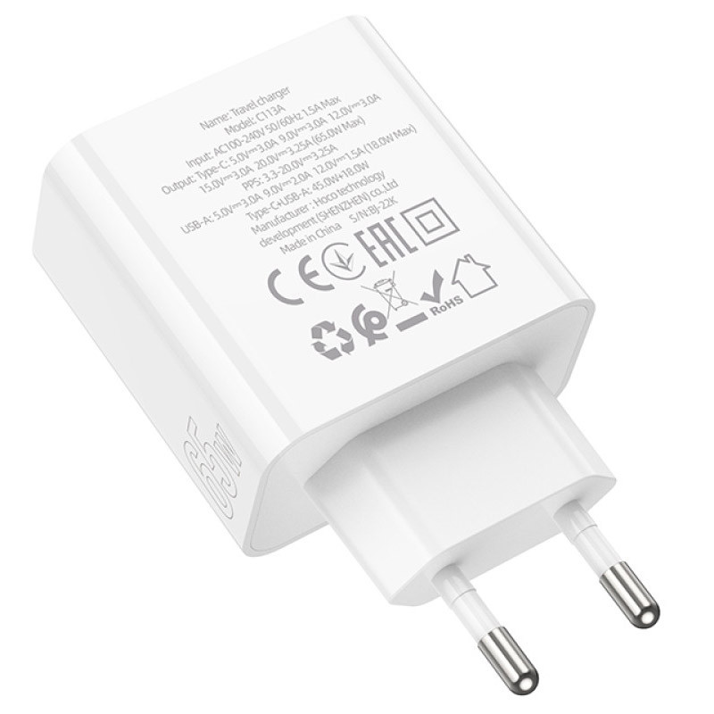 МЗП Hoco C113A Awesome PD65W (1USB-A/1C) на малюнкі №3
