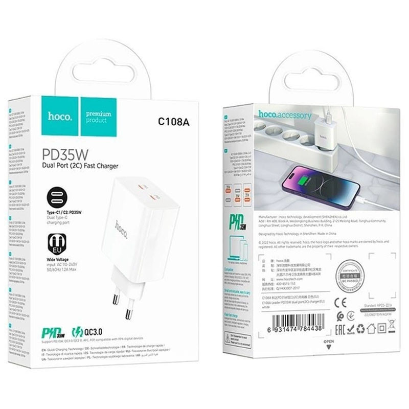 МЗП Hoco C108A PD 35W (2 Type-C) дивитися фото №6