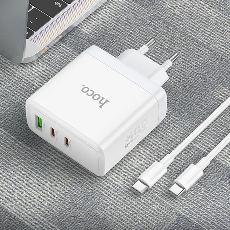 МЗП Hoco N30 Glory PD65W (2Type-C/1USB) + Type-C to Type-C дивитися фото №8