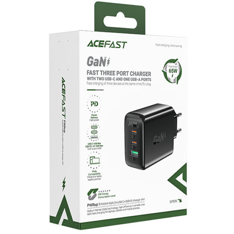 МЗП Acefast A41 PD65W GaN (2*USB-C+USB-A) дивитися фото №5