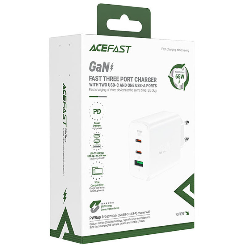 МЗП Acefast A41 PD65W GaN (2*USB-C+USB-A) дивитися фото №4