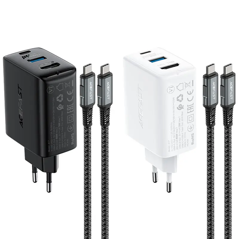 МЗП Acefast A17 PD65W GaN (1USB-A/1C/1HDMI) + кабель Type-C to Type-C, купити оптом з доставкою
