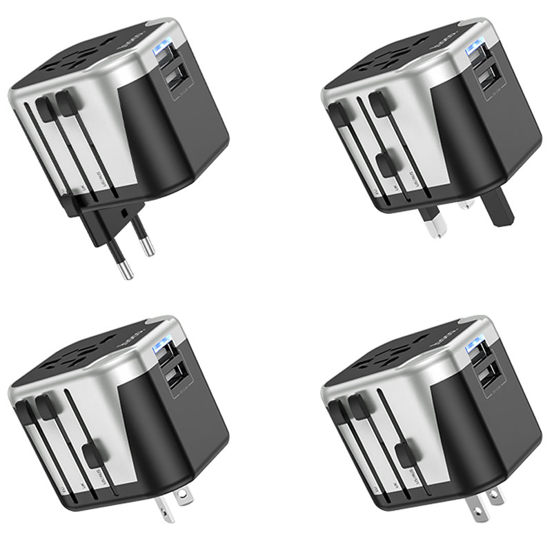 Мережевий універсальний перехідник Hoco AC5 Level 2USB+Socket, Black 2, купити оптом з доставкою