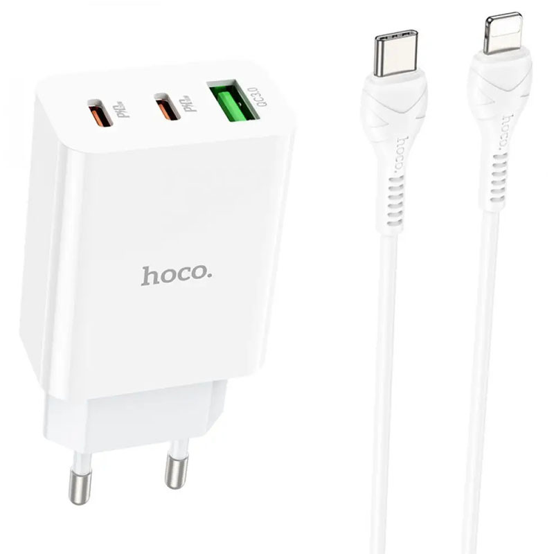 МЗП Hoco C99A PD20W+QC3.0 (1USB/2Type-C/3A) + Type-C to Lightning Зображення №1 МЗП Hoco C99A PD20W+QC3.0 (1USB/2Type-C/3A) + Type-C to Lightning дивитися фото №1