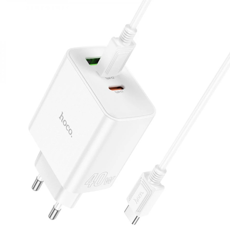МЗП Hoco C126A PD40W+QC3.0 (1USB/2Type-C) + Type-C to Lightning дивитися фото №3