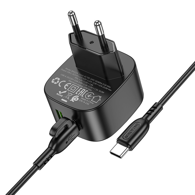 МЗП Borofone BAS22A Fortune PD20W+QC3.0 (1C1A) + Type-C to Type-C дивитися фото №2