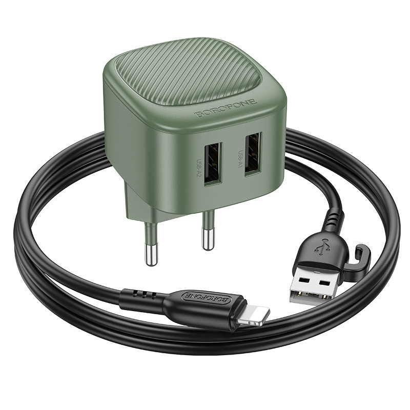 МЗП Borofone BAS21A Special 10.5W (2USB-A) + кабель USB to Lightning на малюнкі №3