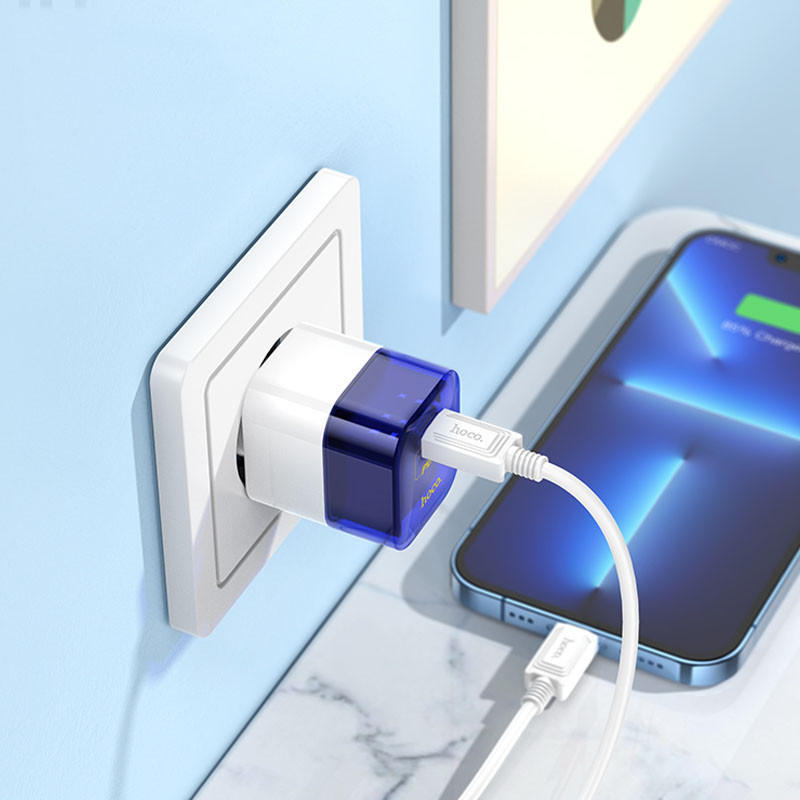 МЗП Hoco C125A Transparent 1C PD20W + Type-C to Lightning дивитися фото №5