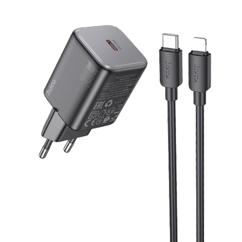 МЗП Hoco N40 Mighty PD20W (1USB-C) + кабель Type-C to Lightning на малюнкі №1