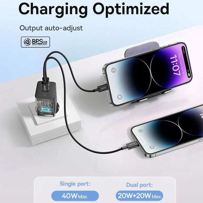 МЗП Baseus GaN5 Pro OS + Type-C to Type-C 40W (CCGP18010) на малюнкі №5